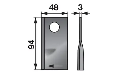 Finální Výprodej Nůž rotačky pravý (25ks) 94x48x3, d=23,0