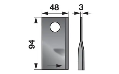 Nůž rotačky levý (25ks) 94x48x3, d=23,0 Omezená Nabídka