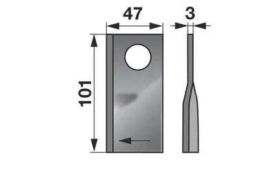 Nůž rotačky pravý (25ks) 101x47x3, d=23,0 Výhodná Nabídka