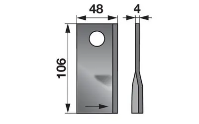 Výprodej Nůž rotačky levý (25ks) 106x48x4, d=19,0