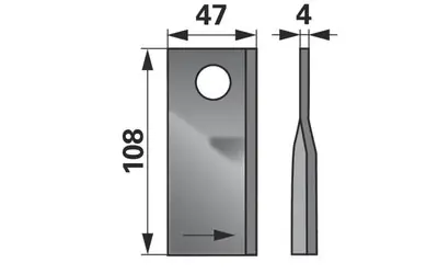 Novinka Nůž rotačky levý (25ks) 108x47x4, d=19,0