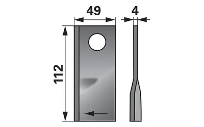 Nůž rotačky pravý (25ks) 112x49x4, d=21,0 Oblíbený