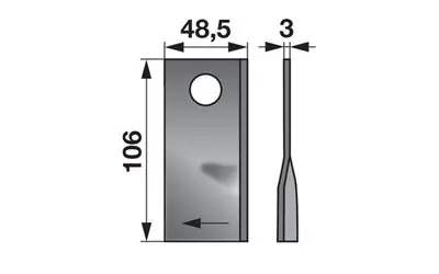 Cenově Výhodný Nůž rotačky pravý (25ks) 106x48,5x3, d=19,0