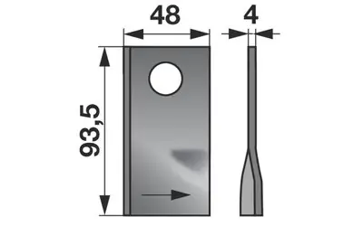 Nůž rotačky levý (25ks) 93,5x48x4, d=19,0 Originální
