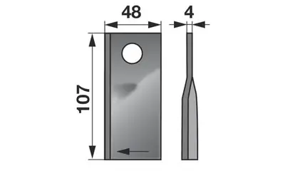 Nůž rotačky pravý (25ks) 107x48x4, d=18,5 Výprodej