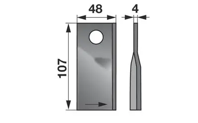 Nůž rotačky levý (25ks) 107x48x4, d=18,5 Ověřený