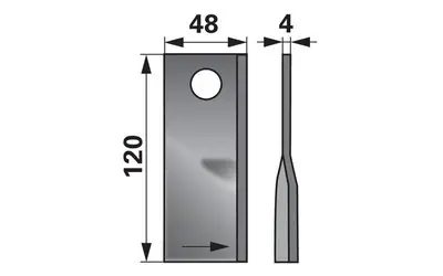Nůž rotačky levý (25ks) 120x48x4, d=18,5 Levný
