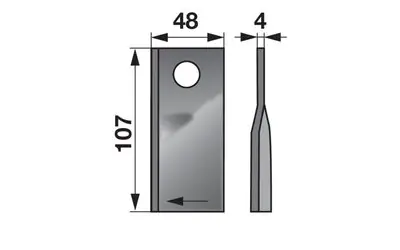 Nůž rotačky pravý (20ks) 107x48x4, d=18,5 Autentický