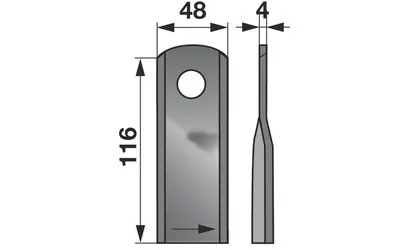 Nůž rotačky levý (25ks) 116x48x4, d=20,5 Nízká Cena