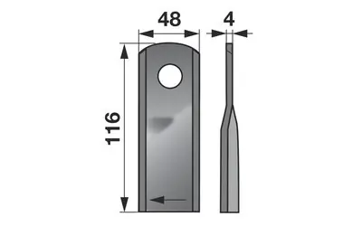 Nůž rotačky pravý (25ks) 116x48x4, d=20,5 Finální Výprodej