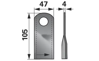 Odeslání Ihned Nůž rotačky levý (25ks) 105x47x4, d=20,5